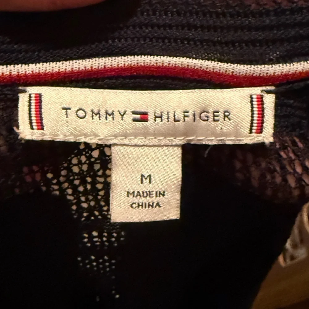 Tommy Hilfiger Knit Midi Dress with Striped Hem Womens Sz M Netted Short Sleeves - Picture 4 of 4